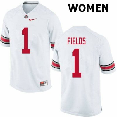 Women's Ohio State Buckeyes #1 Justin Fields White Nike NCAA College Football Jersey October JEC5444SR